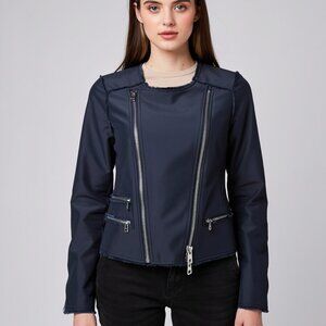 Veronica Beard Stevie Fringe Moto Biker Jacket